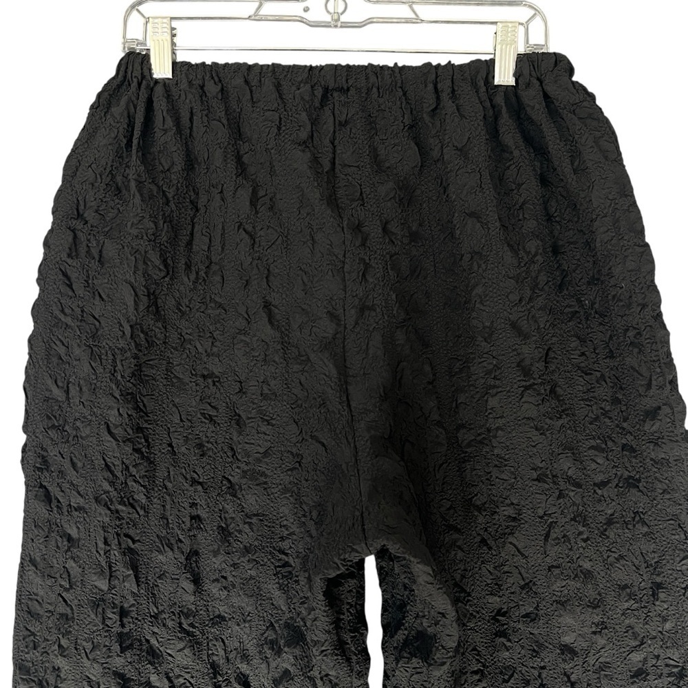 COURTNEY WASHINGTON Cropped Pucker Pants Crinkle Gauze Elastic Stretch Black XL - Picture 3 of 13